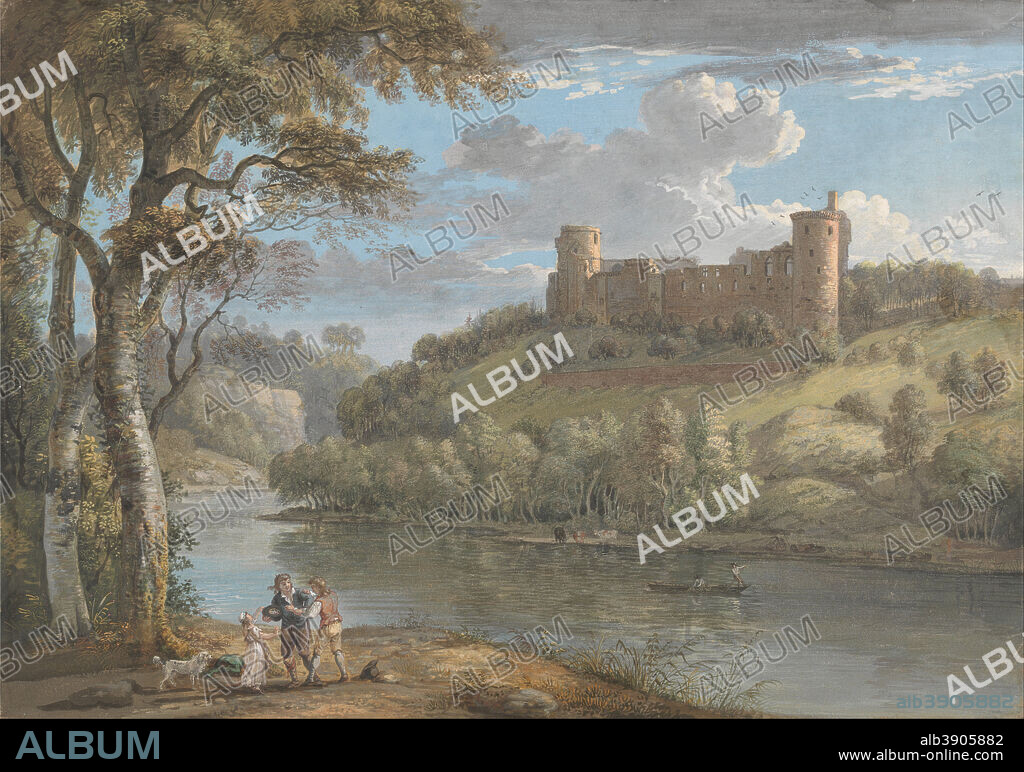 PAUL SANDBY. Bothwell Castle, from the South. Date/Period: Ca. 1777. Painting. Watercolor and gouache over graphite on thin paper on panel. Height: 445 mm (17.51 in); Width: 632 mm (24.88 in).
