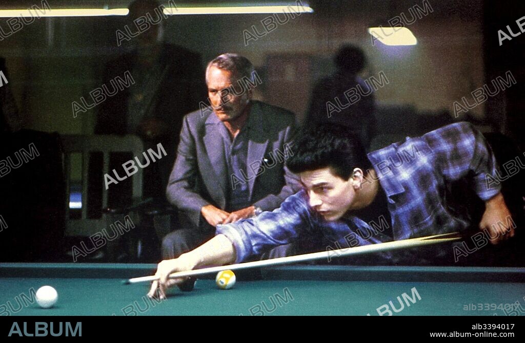 PAUL NEWMAN and TOM CRUISE in THE COLOR OF MONEY, 1986, directed by MARTIN SCORSESE. Copyright TOUCHSTONE PICTURES.