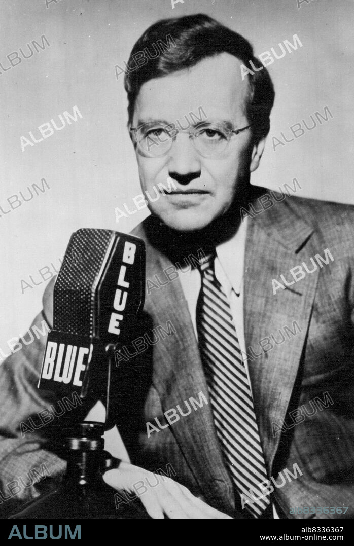 Heard On "What The Commentators Say" -- Raymond Gram Swing, noted American Radio Commentator who is heard direct from the United States over Station_in_at_on_ evenings. Members of a panel of leading American radio news analysts are heard on these programs. May 1, 1944.