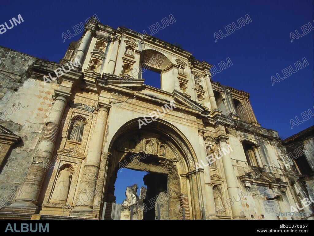 Church of San Augustin in Antigua, Guatemala, Regular Damage by Earthquakes has led to Antigua's Decline.