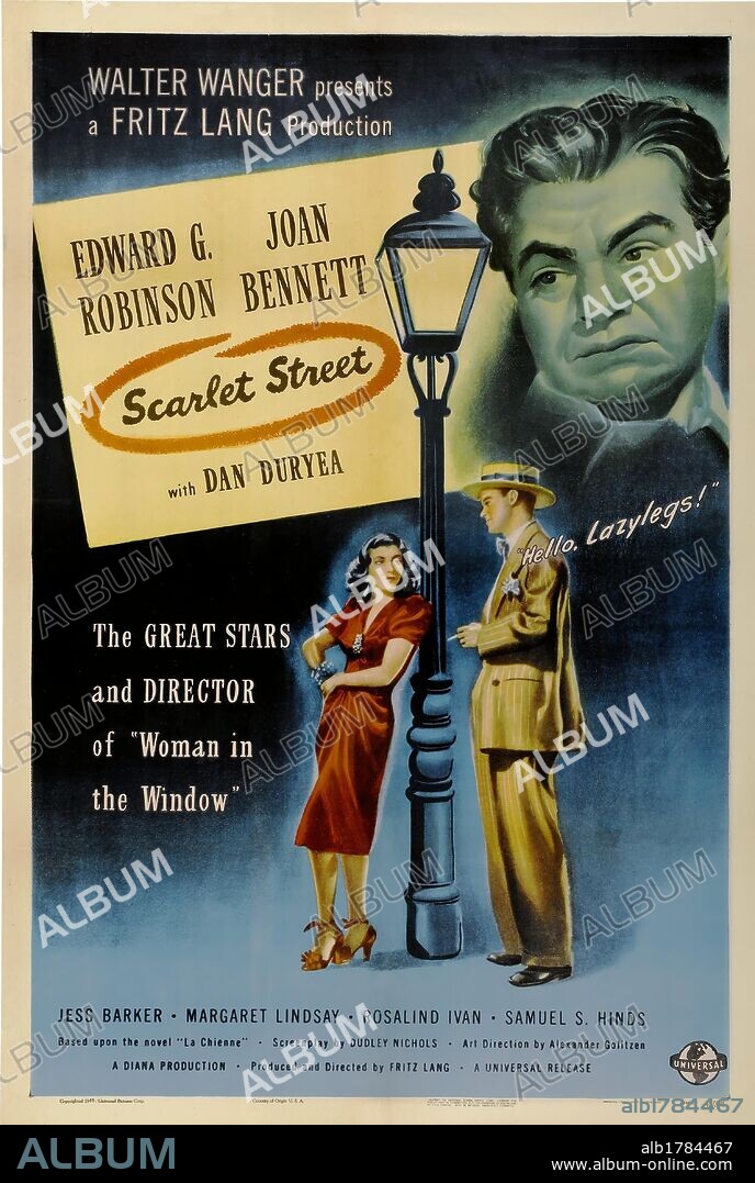 Poster de PERVERSIDAD, 1945 (SCARLET STREET), dirigida por FRITZ LANG. Copyright UNIVERSAL PICTURES.