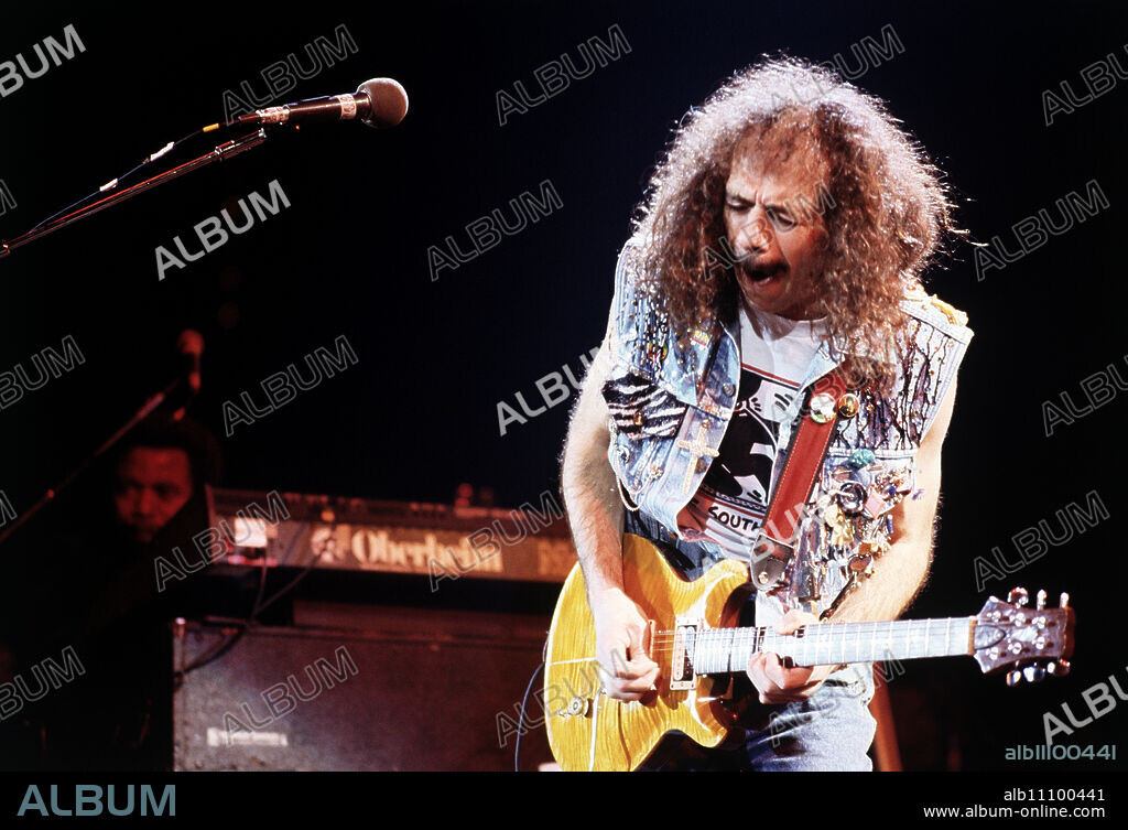 Rock band SANTANA, CARLOS SANTANA, recording from 1987. / Music, Rock, Band, 80s.