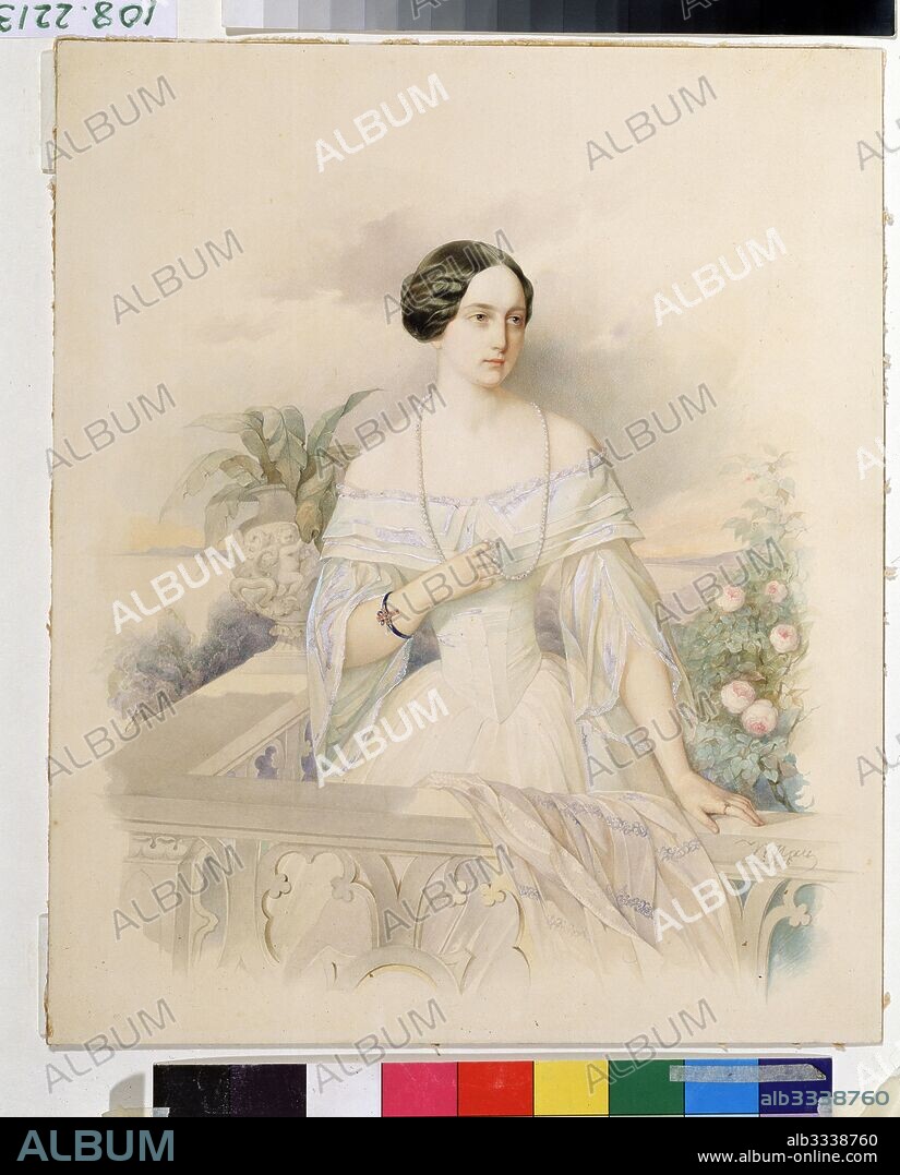 VLADIMIR IVANOVICH HAU (GAU). Portrait of Grand Duchess Olga Nikolaevna of Russia (1822-1892), Queen of Württemberg.
