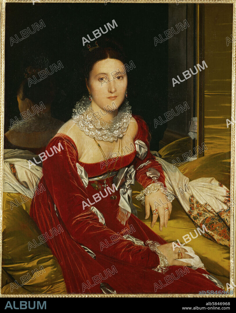 JEAN AUGUSTE DOMINIQUE INGRES. Portrait de Mme. de Senonnes Canvas, 106 x 64 cm.