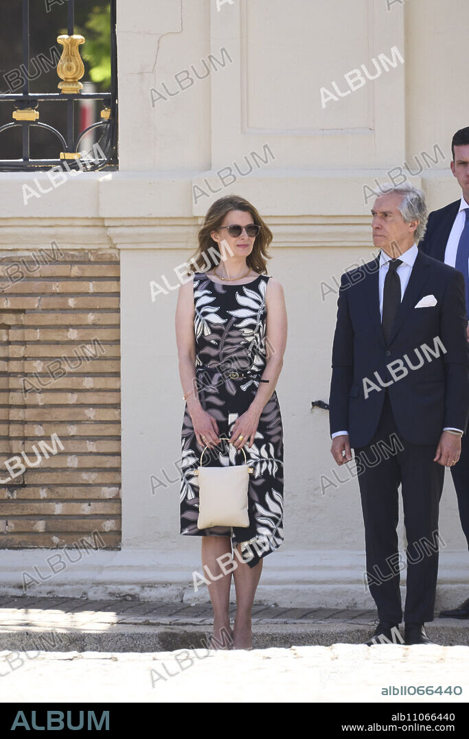 Maria Dolores Ocana, Queen Letizia' Secretary attends Delivery of Royal Dispatches of Employment at Genera Military Academy on July 3, 2024 in Zaragoza, Spain. Crown Princess Leonor receives her commission as Lady Ensign.