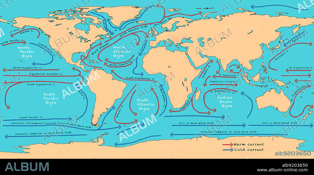 Ocean Currents and Gyres, Map