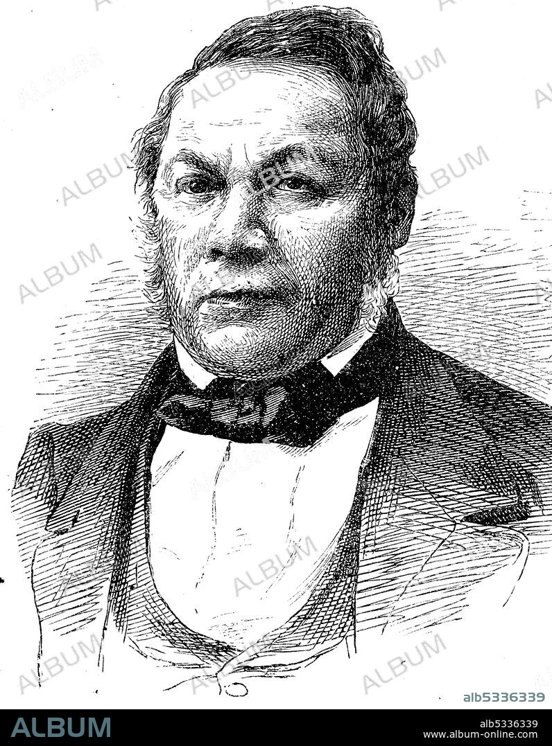 Johann Caspar, Kaspar Bluntschli, 7 March 1808 - 21 October 1881, Swiss jurist and politician  /  Johann Caspar Bluntschli, auch Johann Kaspar Bluntschli, 7. März 1808 - 21. Oktober 1881, ein Schweizer Rechtswissenschaftler und badischer Politiker, Historisch, historical, digital improved reproduction of an original from the 19th century / digitale Reproduktion einer Originalvorlage aus dem 19. Jahrhundert,.