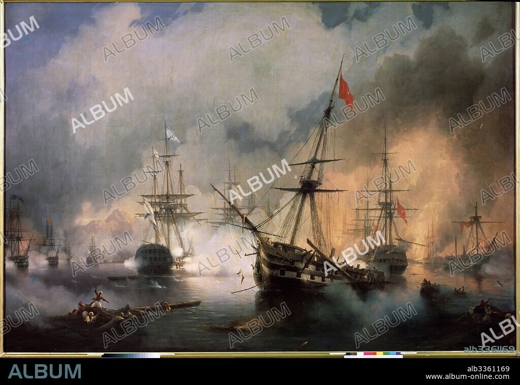 IVAN KONSTANTINOVICH AIVAZOVSKY. The Naval Battle of Navarino on 20 October 1827.