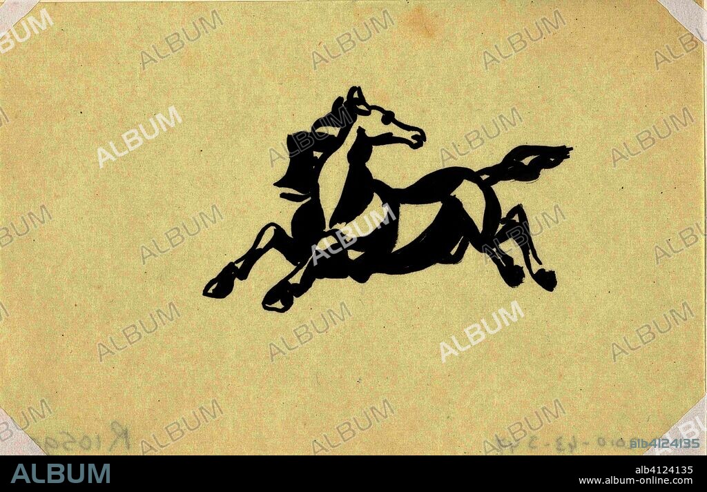 Jumping horse with the head turned backwards. Untitled Horse. Draughtsman: Leo Gestel. Dating: 1937. Measurements: h 100 mm × w 155 mm.