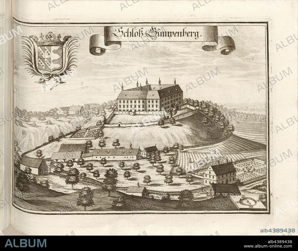 Schloss Gumpenberg, Gumppenberg Castle in Pöttmes in Bavaria (Germany), Fig. 158, p. 86, Wening, Michael (del. et sc.), 1701, Michael Wening: Historico-topographica descriptio. Das ist: Beschreibung, dess Churfürsten- und Hertzogthumbs Ober- und Nidern Bayrn, welches in vier Theil oder Rennt-Aembter, als Oberlands München und Burgkhausen, Underlands aber in Landshuet unnd Straubing abgetheilt ist [...]. Thail 1. München: bey Johann Lucas Straub, gem: lobl. Landtschafft Buchtruckern, anno M.DCCI. [1701].