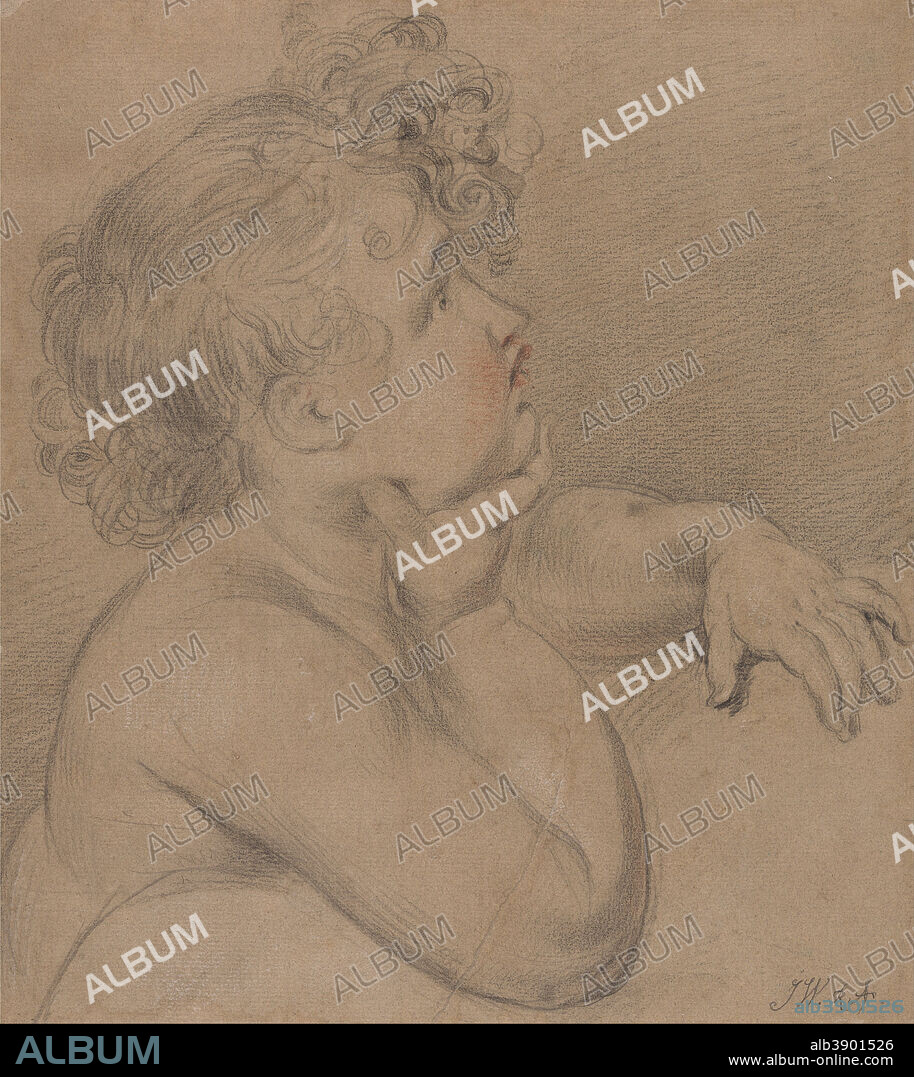 JAMES WARD. Study from Nature, One of the Children of Charity for the Large Picture of the Waterloo Allegory. Drawing. Black and white and red chalk over graphite on thick, moderately textured, brown laid paper. Height: 381 mm (15 in); Width: 340 mm (13.38 in).