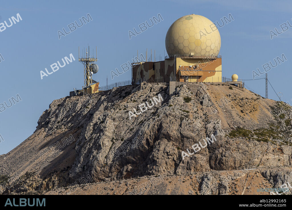 Air Force military installation on the top of Puig major, Escorca, Natural area of the Serra de Tramuntana., Majorca, Balearic Islands, Spain.
