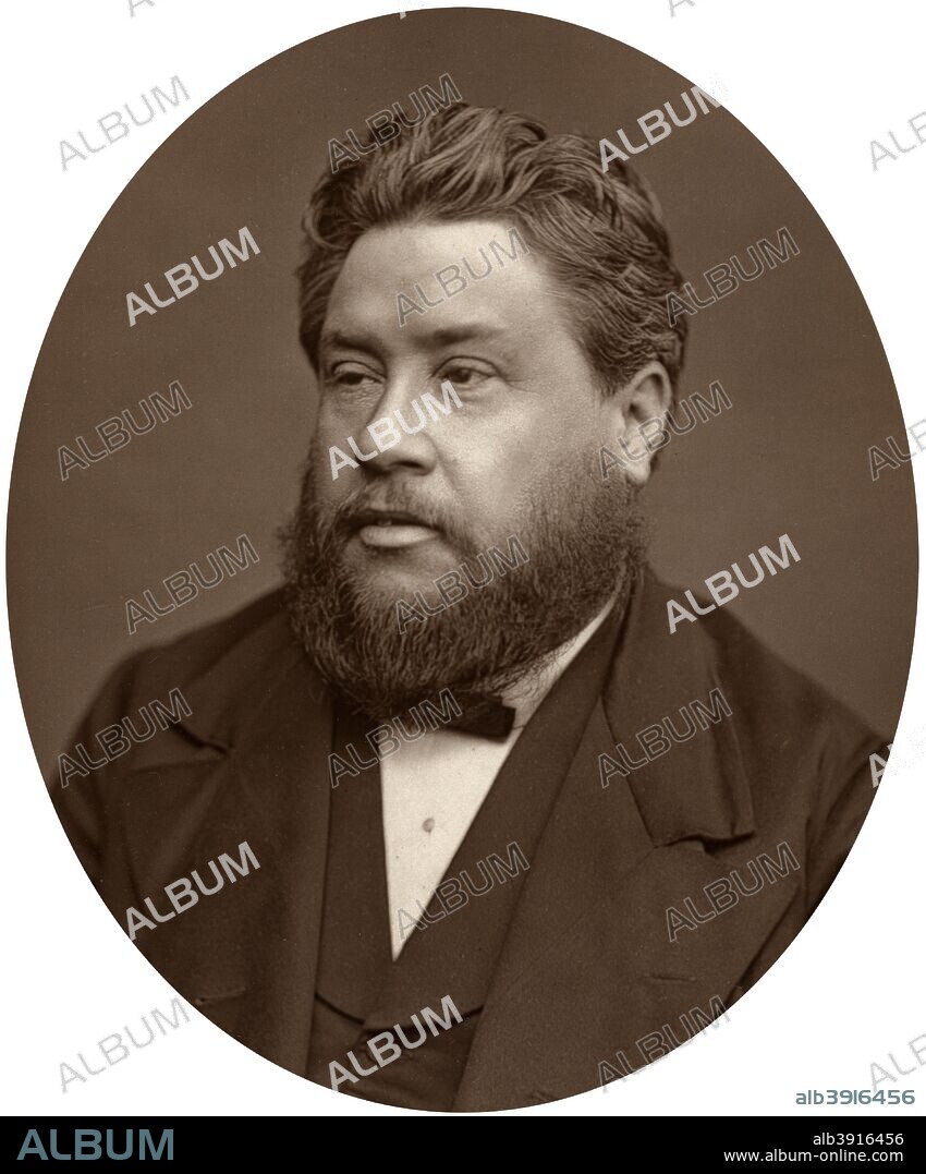 Reverand Charles Haddon Spurgeon, pastor of the Metropolitan Tabernacle, 1880. He preached his first sermon at the age of sixteen, and quickly became known for his oratory skills. People from all walks of life would flock to hear him preach. In 1861 the Metropolitan Tabernacle in Newington opened. This had been specifically built for him, as the halls he preached in could not hold the numbers of people that came to listen. He was minister there until his death. He instigated the establishment of many institutions, such as a pastors' college founded at Camberwell in 1856, which transferred to the Metropolitan Tabernacle in 1861; and an orphanage founded in 1867 at Stockwell.  From Men of Mark: a gallery of contemporary portraits of men distinguished in the Senate, the Church, in science, literature and art, the army, navy, law, medicine, etc. Photographed from life by Lock and Whitfield, with brief biographical notices by Thompson Cooper. (Conducted by G. C. Whitfield.) (London, 1876-1883).