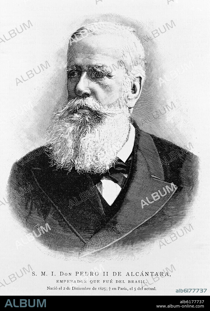 GRABADO DE DON PEDRO II DE ALCANTARA ULTIMO EMPERADOR DE BRASIL - S XIX.