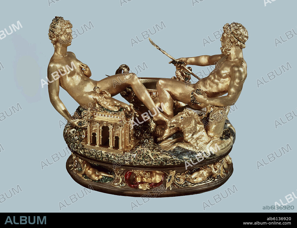 BENVENUTO CELLINI (1500-1571). SALERO DE FRANCISCO I - NEPTUNO Y LA TIERRA - ORO - 1539/1543 - ROBADO EN 2003.