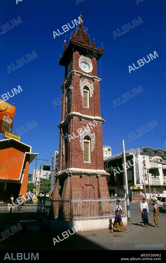 The clock tower near Zegyo Market was built in 1903 and commemorates Queen Victoria's diamond jubilee. Mandalay, a sprawling city of more than 1 million people, was founded in 1857 by King Mindon to coincide with an ancient Buddhist prophecy. It was believed that Gautama Buddha visited the sacred mount of Mandalay Hill with his disciple Ananda, and proclaimed that on the 2,400th anniversary of his death, a metropolis of Buddhist teaching would be founded at the foot of the hill. The Irrawaddy River or Ayeyarwady River, also spelt Ayeyarwaddy is a river that flows from north to south through Burma (Myanmar). It is the country's largest river and most important commercial waterway. Originating from the confluence of the N'mai and Mali rivers, it flows relatively straight North-South before emptying through the Irrawaddy Delta into the Andaman Sea. Its drainage area of about 255,081 km² covers a large part of Burma. After Rudyard Kipling's poem, it is sometimes referred to as 'The Road to Mandalay'.