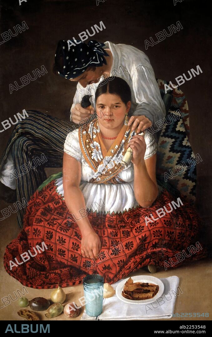 JOSE AGUSTIN ARRIETA. ARRIETA, JOSE AGUSTIN PINTOR MEXICANO. 1802 - 1874. " EL CHINACO Y LA CHINA ". COLECCION PRIVADA.