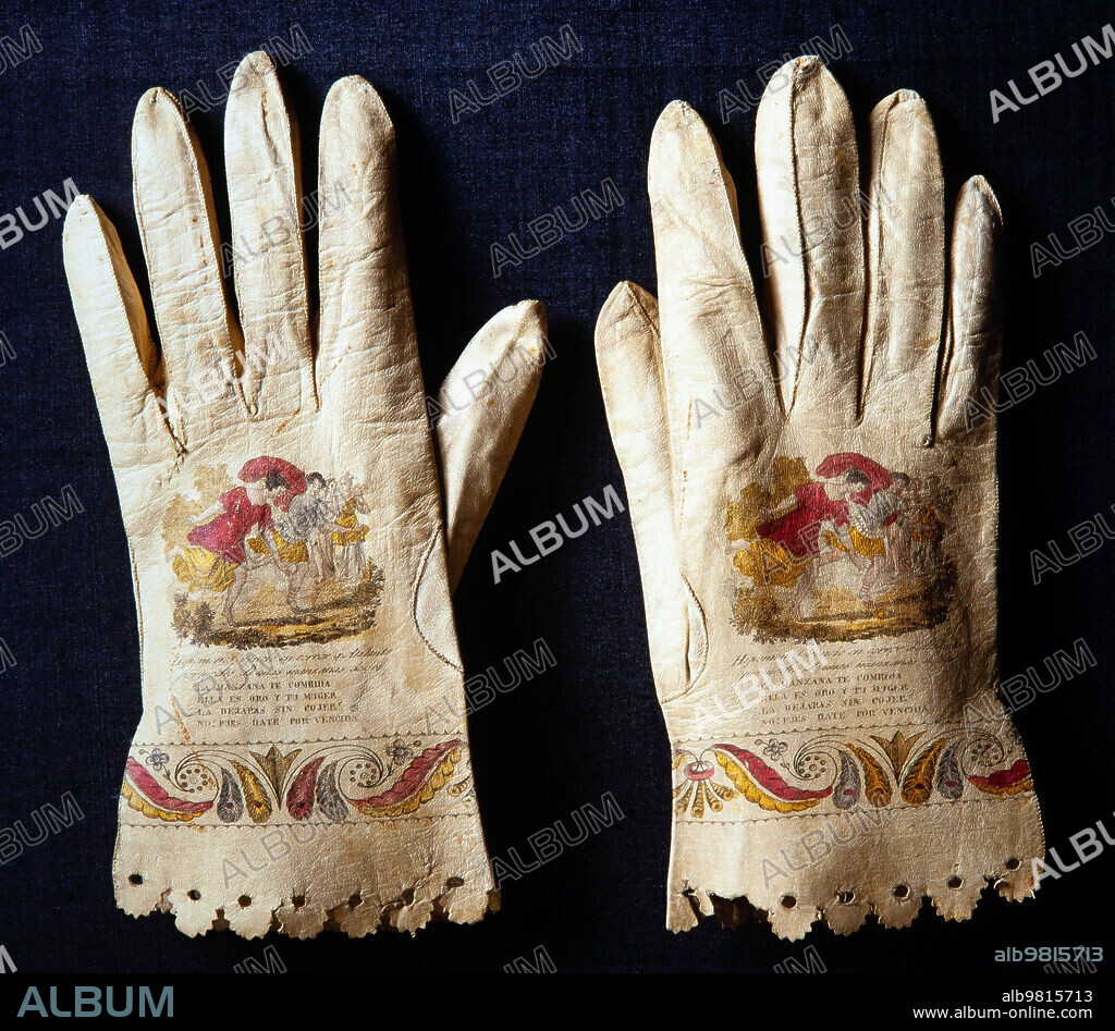 Guantes femeninos confeccionados en Barcelona, siglo XIX. Museu Textil i d'Indumentaria de Barcelona.