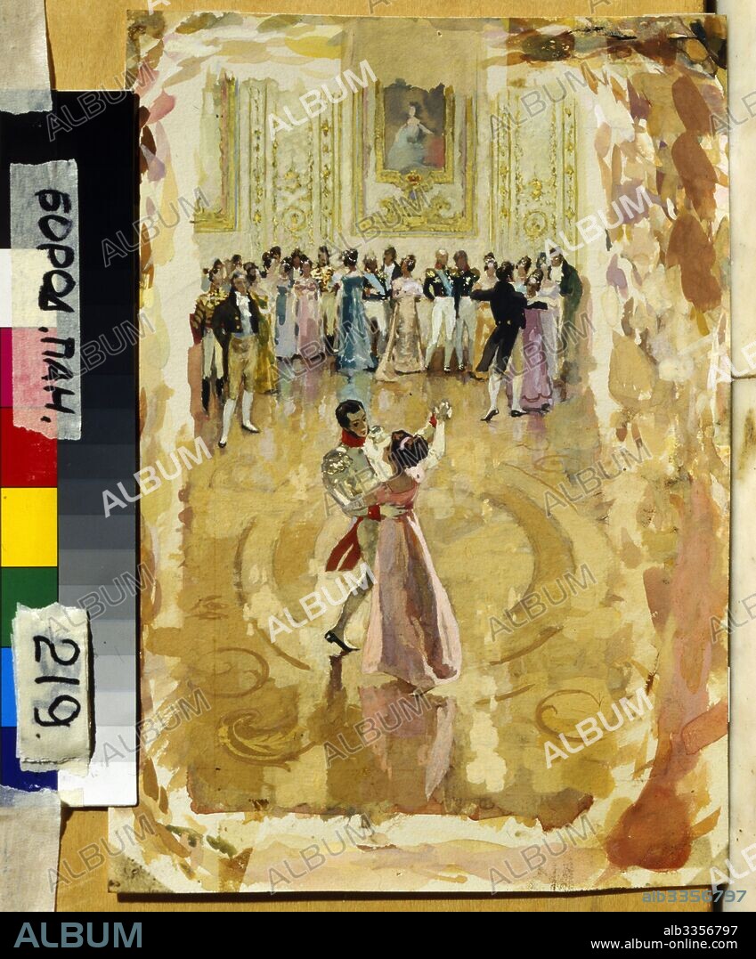 ANDREI VLADIMIROVICH NIKOLAYEV. Andrei Bolkonsky and Natasha Rostova. Illustration for the novel War and Peace by Leo Tolstoy.