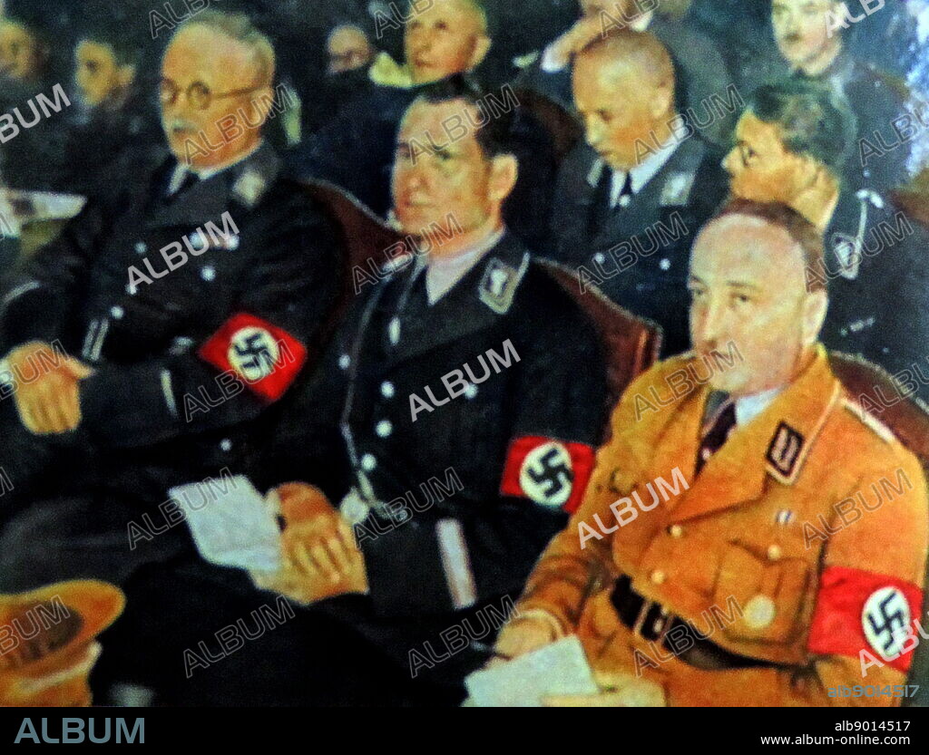 Robert Ley (German (right) 1890 25 October 1945) Nazi politician and head of the German Labour Front from 1933 to 1945. together with Rudolf Hess (Centre ) 1894 17 August 1987), politician in Nazi Germany. Appointed Deputy Führer to Adolf Hitler in 1933, he served in this position until 1941, when he flew solo to Scotland in an attempt to negotiate peace with the United Kingdom during World War II.