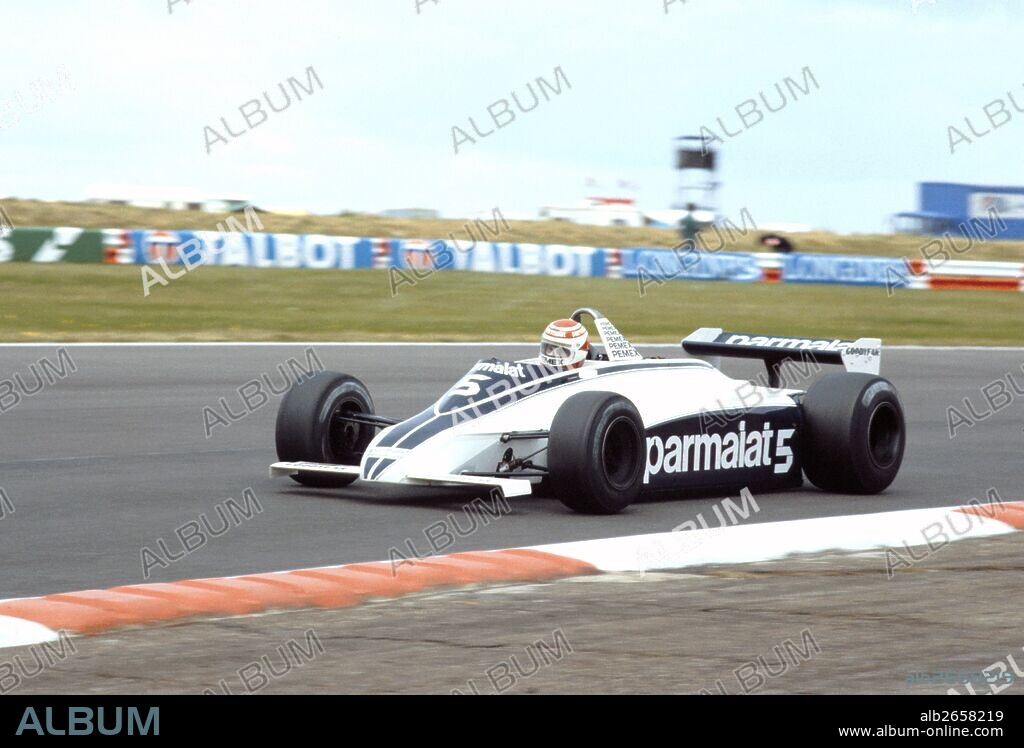 Nelson Piquet in a Brabham BT49 at the British GP, silverstone 1981.