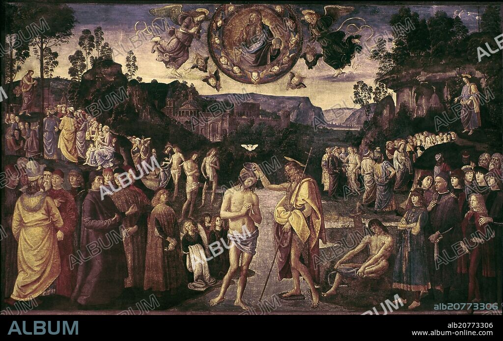 PIETRO PERUGINO (1445-1523). BAUTISMO DE CRISTO - 1481-1483 - FRESCO DE LAS PAREDES LATERALES DE LA CAPILLA SIXTINA.