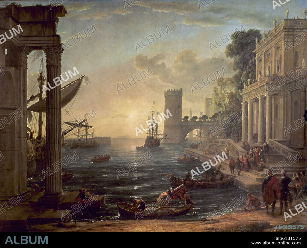 CLAUDE GELLEE (1600-82) CLAUDIO DE LORENA. Seaport with the Embarkation of the Queen of Sheba - 1648 - 148,6x193,7 cm - oil on canvas.