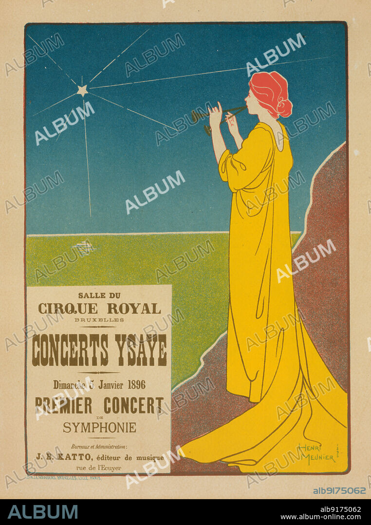 HENRI MEUNIER. Affiche belge pour les "Concerts Ysaye" donnés à Bruxelles, c1896. [Publisher: Imprimerie Chaix; Place: Paris].