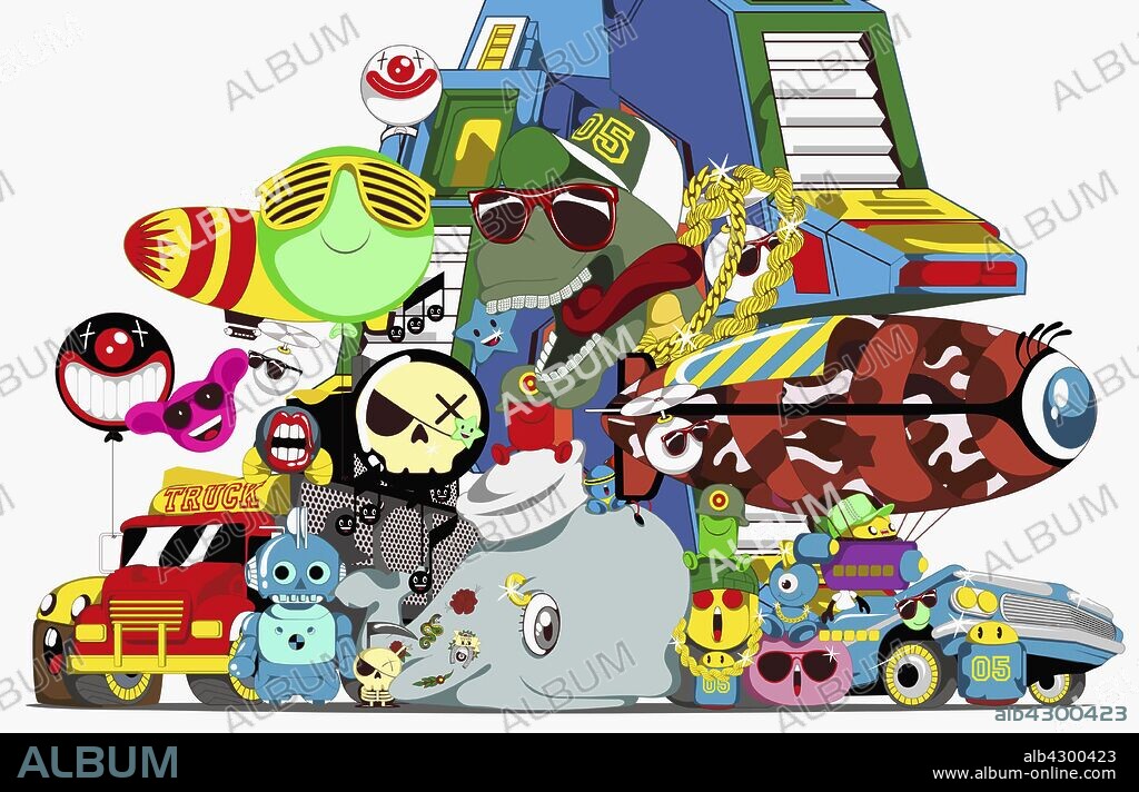 Collage of cartoon characters.