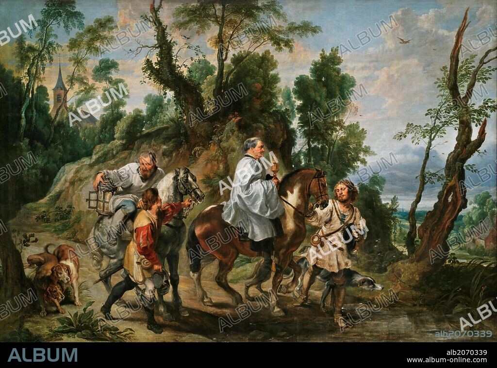 PETER PAUL RUBENS and JAN WILDENS. Pedro Pablo Rubens; Jan Wildens / 'Rodolfo I de Habsburgo's Act of Devotion', 1618-1620, Flemish School, Oil on canvas, 199 cm x 286 cm, P01645.