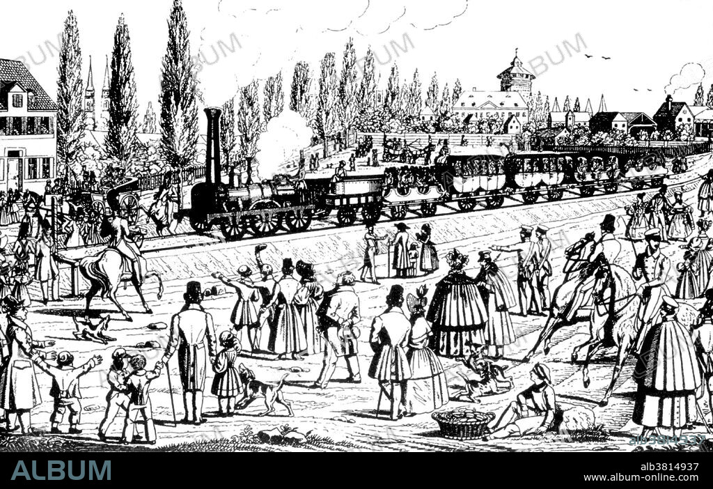 The Bavarian Ludwig Railway was the first steam-hauled railway opened in Germany. For the construction of the railway, the king made available the Bavarian road builder, Paul Camille von Denis. Von Denis adopted the English rail gauge of 1435 mm for the nearly dead-straight 3.75 mile long single-track line next to the FÃ¼rth-Nuremberg road. On December 7, 1835 the company opened the first German steam-powered railway line for passenger and freight traffic before a large public gathering. The steam locomotive Adler (eagle) had been supplied with its driver by Stephenson's company from Newcastle. The Remy & Co aus Rasselstein company of Neuwied, supplied only the 15 foot long rails of rolled wrought iron. The carriages were supplied by local wagon-builders.