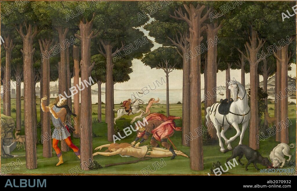 Sandro Botticelli / 'The Story of Nastagio degli Onesti (II)', ca.  1483, Italian School, Panel, 82 cm x 138 cm, P02839.