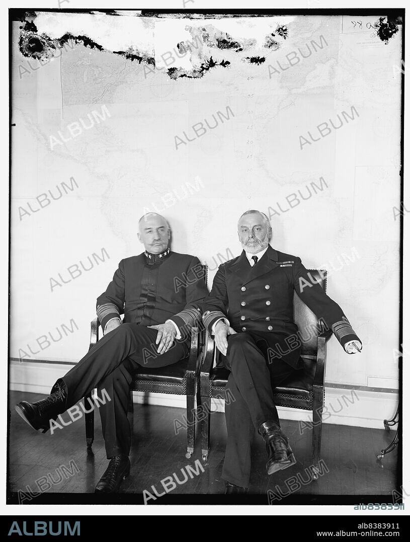 HARRIS & EWING. Admiral William Shepherd Benson, left, with member of British Royal Navy, between 1910 and 1920. American naval officer William S. Benson was the first chief of naval operations (CNO), holding the post throughout World War I.