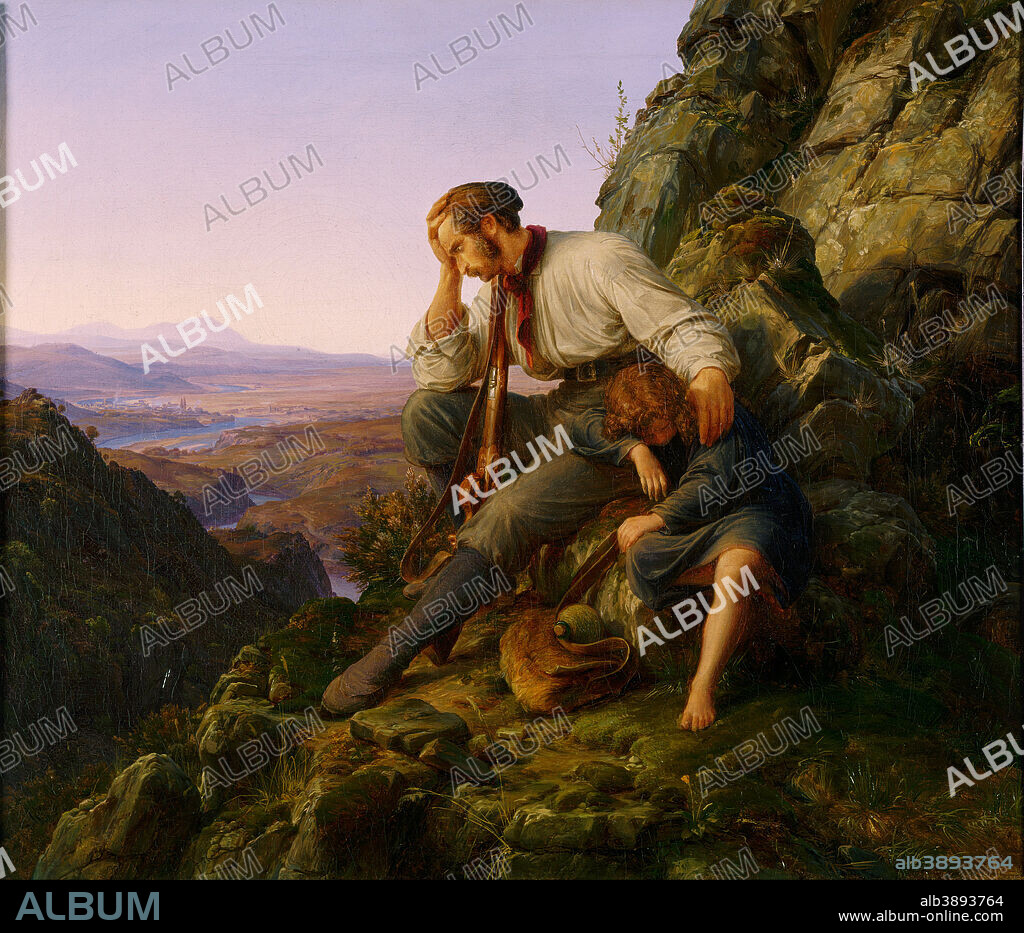 KARL FRIEDRICH LESSING. The Robber and His Child. Date/Period: 1832. Painting. Oil on canvas. 42.2 × 48.6 cm (16.6 × 19.1 in).
