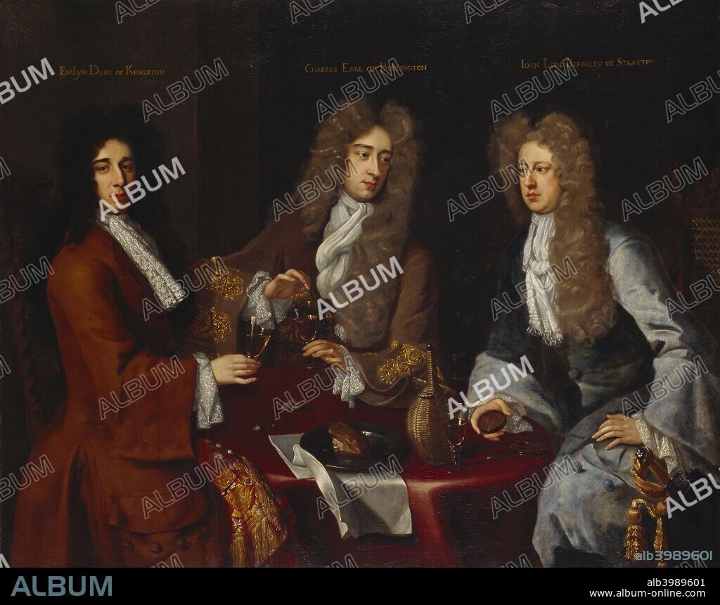 Triple portrait of the 2nd Earl of Burlington (1660-1704), the 1st Duke of Kingston-upon-Hull (1655-1726), and the 3rd Baron Berkeley of Stratton (1663-1697), 1690s(?). Painting from Chiswick House, London.