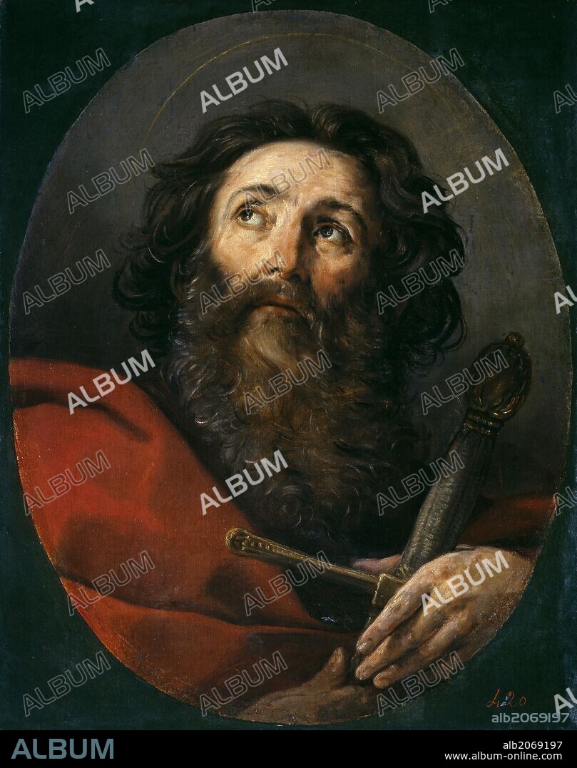 Guido Reni / 'San Pablo', Hacia 1617, Escuela Italiana, Óleo sobre Lienzo, 76 cm x 61 cm, P00220.