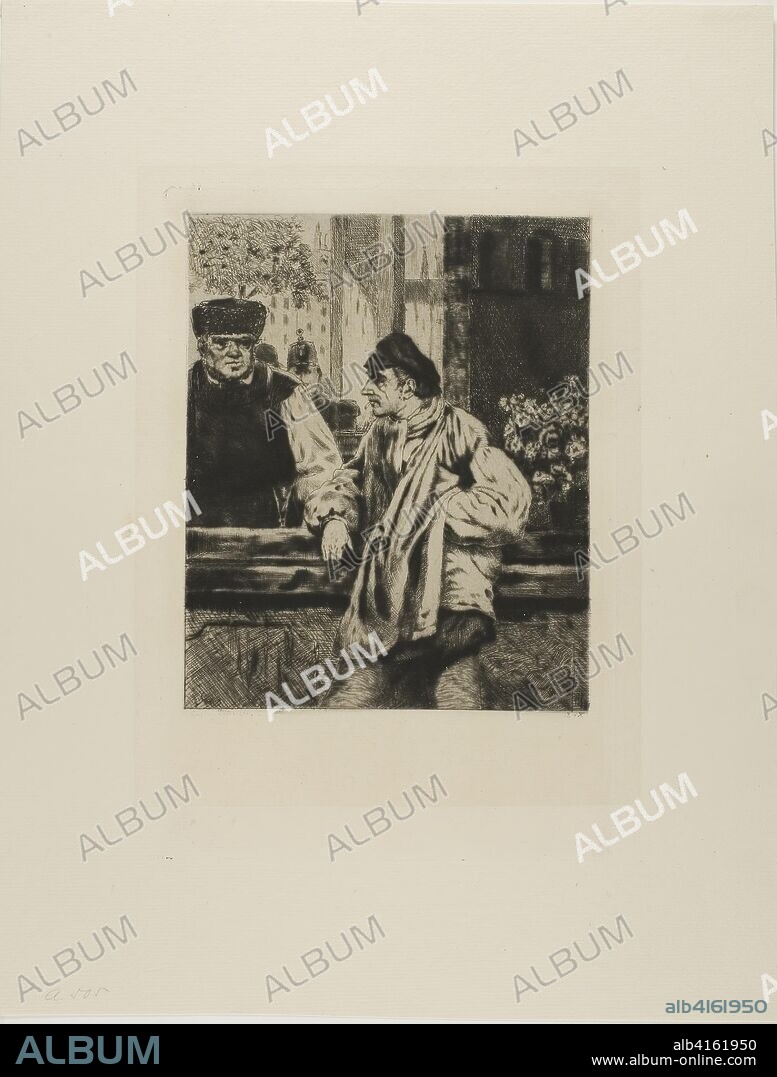 Plate from l'Assommoir (man leaning on bar). Gaston La Touche; French, 1854-1913. Date: 1878. Dimensions: 177 × 144 mm (image); 240 × 161 mm (plate). Drypoint on ivory laid paper. Origin: France.