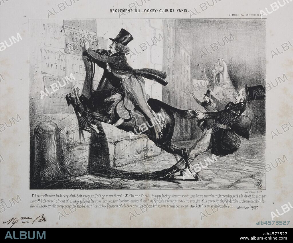 Réglement du Jockey Club de Paris: Chaque membre du Jockey Club doit avoir un Jockey, et un cheval..., 1800s.