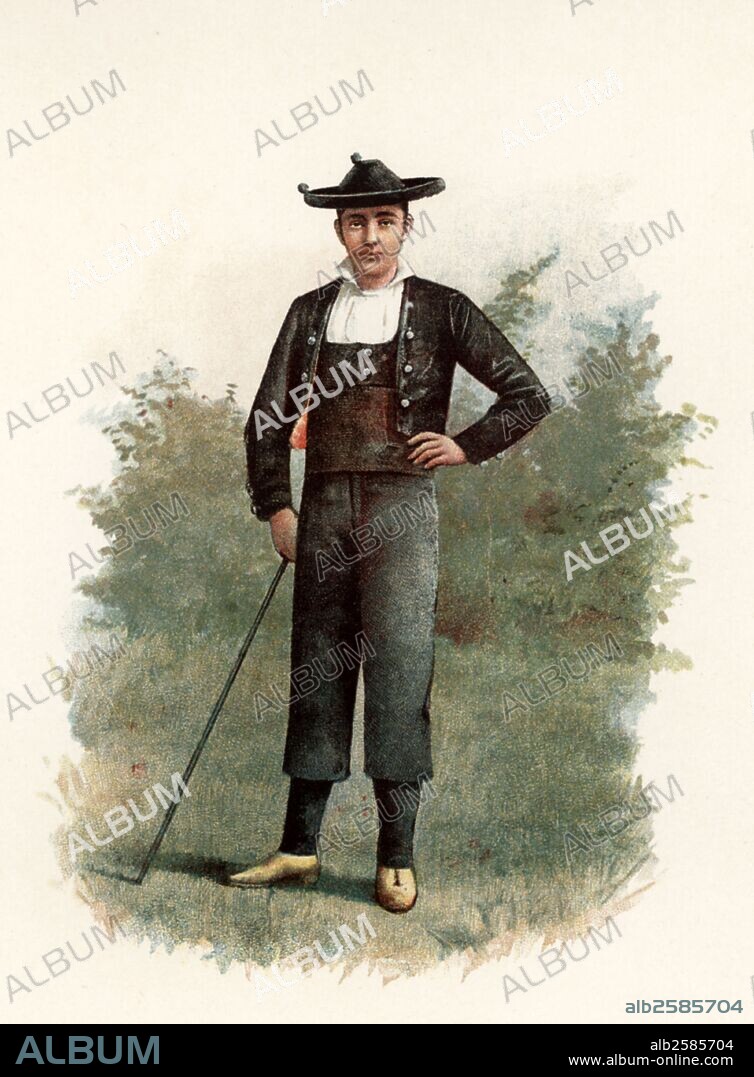 MANUEL MORENO RODRÍGUEZ. Tipos españoles. Charro de Salamanca con traje típico. Madrid, años 1880.