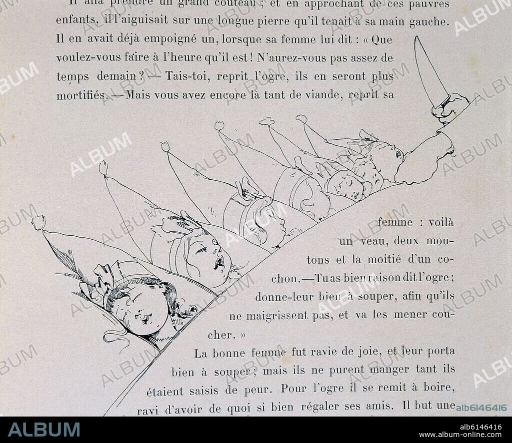 NIÑAS DURMIENDO - DIBUJO PARA PULGARCITO - CUENTO DE PERRUALT.
