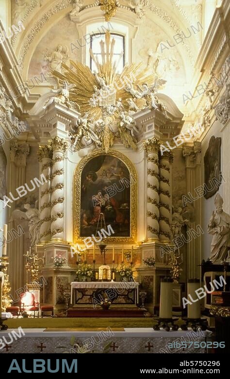 Krakau, poln. Krakow (Polen), St. Anna. (1689-1705 erbaut von Tylman a Gamaren u. Francesco Solari). Innenansicht: Hochaltar. Foto, undat.