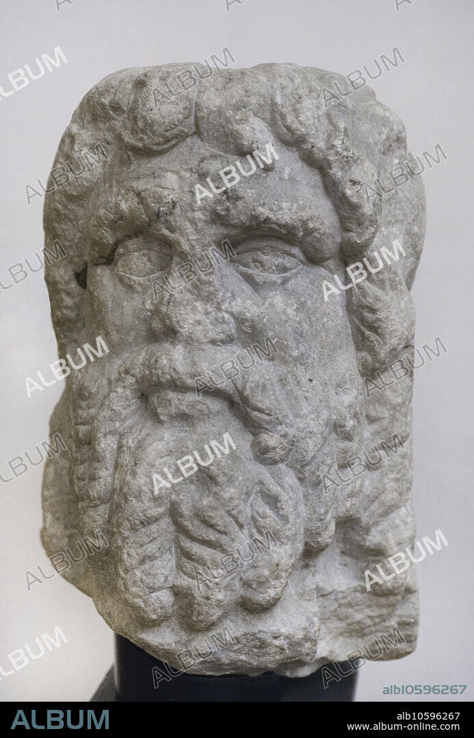 Zeus. Head of a marble statue. Second half of the 2nd century AD. From Gigen (Ulpia Oescus), Pleven region, Bulgaria. National Archaeological Museum. Sofia. Bulgaria.
