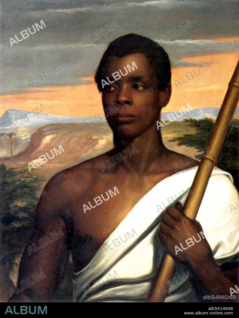 Joseph Cinque (1814, 1879) was a West African man of the Mende people who led a revolt of many Africans on the Spanish slave ship, La Amistad. After the ship was taken into custody by the United States Revenue Cutter Service, Cinque and his fellow Africans were eventually tried for killing officers on the ship, in a case known as United States v. The Amistad. The case reached the Supreme Court, where Cinque and his fellow Africans were found to have rightfully defended themselves from being enslaved through the illegal Atlantic slave trade and were released. Americans helped raise money for their return to Africa. Cinque and the other Africans reached their homeland in 1842. In Sierra Leone, Cinque was faced with civil war. He and his company maintained contact with the local mission for a while, but Cinque left to trade along the coast. Little is known of his later life. Painting by Nathaniel Jocelyn, 1840.