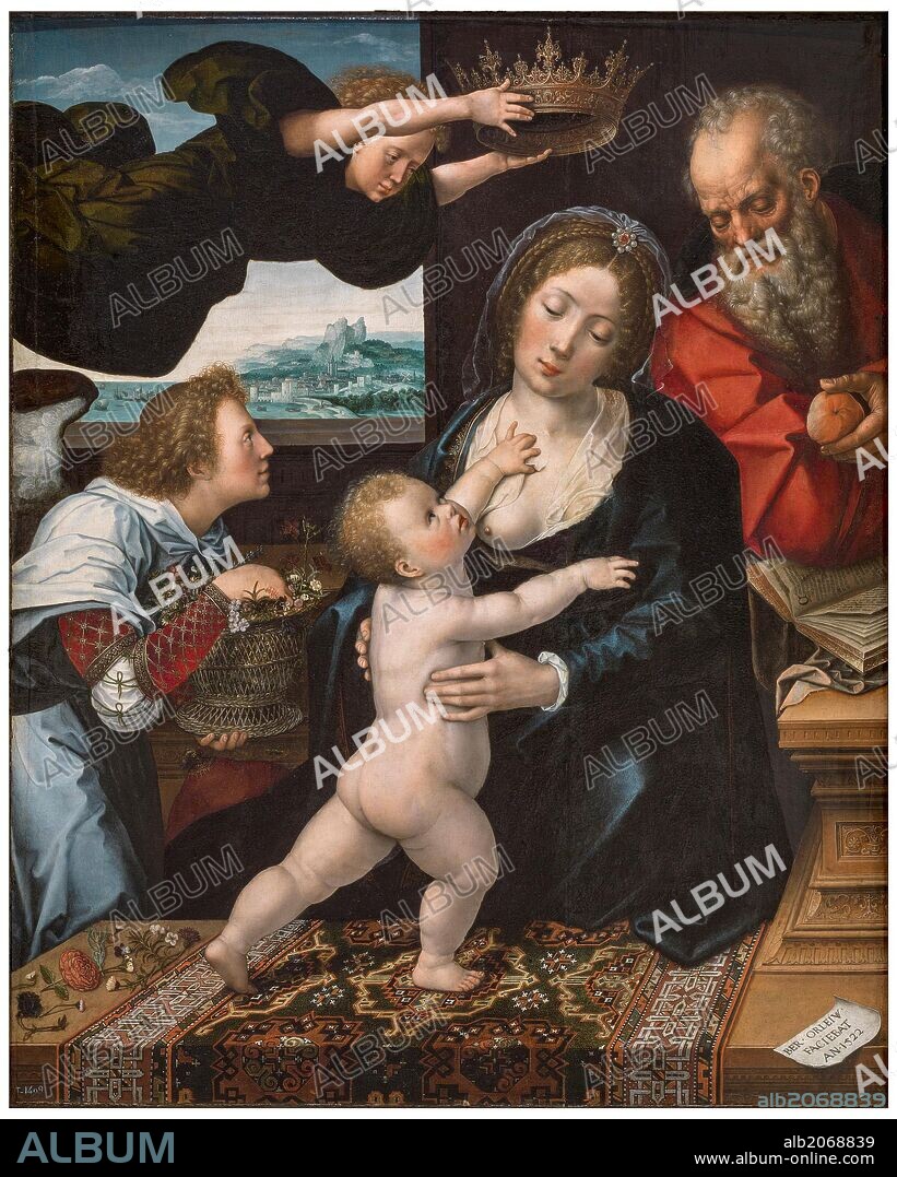 Bernard van Orley / 'La Sagrada Familia', 1522, Escuela Flamenca, Óleo sobre Tabla, 90 cm x 74 cm, P02692.
