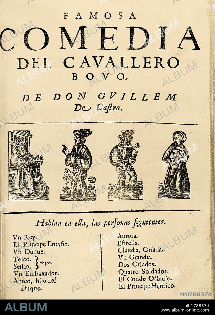 CASTRO, Guillén de (Valencia, 1569-Madrid, 1631). Comediógrafo español. "COMEDIA DEL CABALLERO BOBO". Comedia de enredo. Portada.