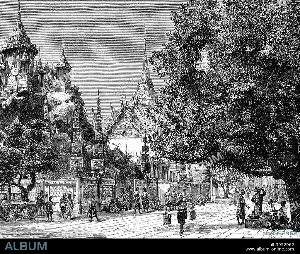Bangkok, Siam, 19th century. Scene in the capital of what is now known as Thailand.