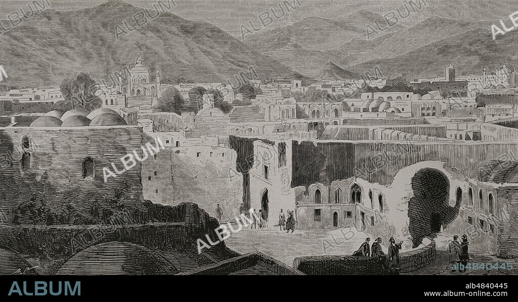 History of Afghanistan. 19th century. Kandahar. General view of the city, capital of the country until 1776. Founded by Alexander the Great. Engraving. La Ilustración Española y Americana (The Spanish and American Illustration), 1878.