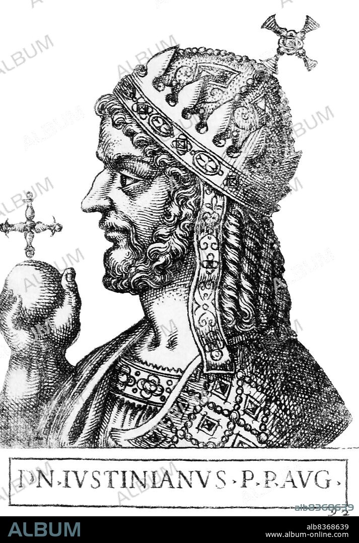 Justinian I (482 - 565), also known as Justinian the Great or Saint Justinian the Great, was the nephew of Emperor Justin I, originally born from a peasant family in Tauresium. Justin, before he became emperor, adopted Justinian and raised him in Constantinople. Justinian served in the Imperial Guard, the Excubitors, just as his uncle had, and was made associate emperor in 527 before becoming sole emperor when Justin died in the same year.<br/><br/>. Justinian was ambitious and clever, and sought to revive the empire's greatness, planning the reconquest of the western half of the Roman Empire in what was known as <i>renovatio imperii</i> (restoration of the Empire). Justinian was hard-working and known as 'the emperor who never sleeps'. He nearly lost his throne during the Nika riots, and nearly lost his life during the Justinian Plague of the early 540s.<br/><br/>. Justinian was a devout Christian and theologian, and his partial recovery of lost Roman territories led him to be called by some as one of the 'last Romans'. His uniform rewriting of Roman law, the 'Corpus Juris Civilis' is perhaps his greatest legacy, which is still used as the basis of civil law in many modern nations. His restoration activities included the building of the Hagia Sophia. He died in 565 without an heir, succeeded by his nephew Justin II.