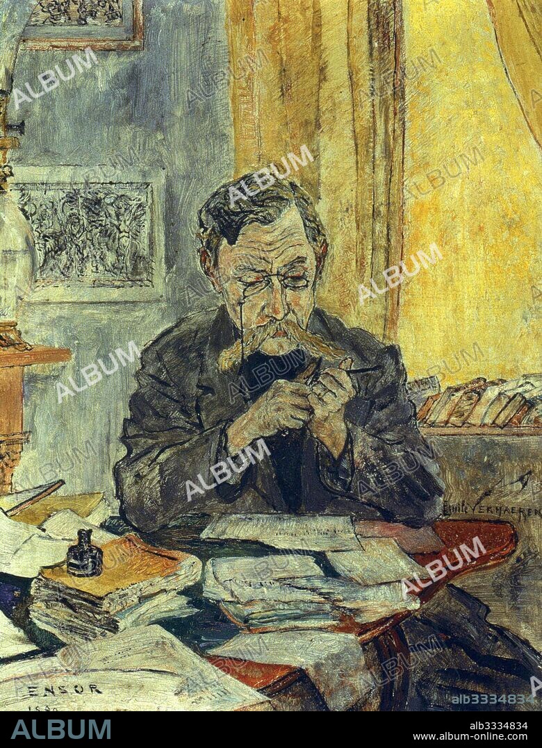 JAMES ENSOR. Portrait of the poet Émile Verhaeren (1855-1918).