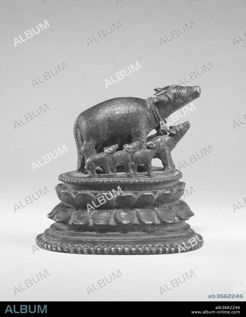 Marichi, the Goddess of Dawn, with Seven Pigs. Culture: India (Bihar). Dimensions: H. 2 5/8 in. (6.7 cm). Date: 11th-12th century.